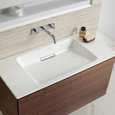 Slim Geberit ONE washbasin with cabinet